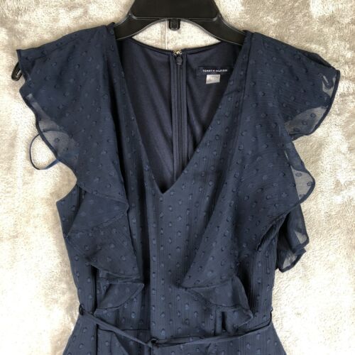 Tommy Hilfiger Kleid Sommer Frühling 38" Chiffon Rüschen dunkelblau gepunktet NEU - Bild 2 von 11