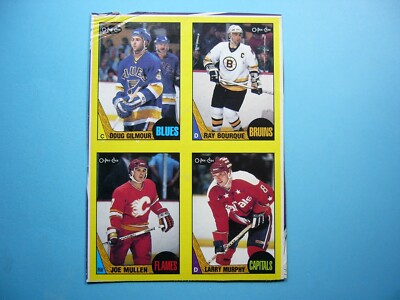 1987/88 O-PEE-CHEE BOX BOTTOM CARD PANEL E F G H DOUG GILMOUR RAY BOURQUE OPC