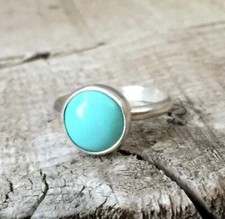 Natural Blue Turquoise Ring, 925 Sterling Silver, Handmade Gemstone Women's Ring