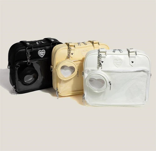 Lolita transparent PU ItaBag shoulder bag handbag JK uniform mailman bag- - Picture 9 of 30