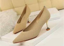 decolte scarpe donna eleganti comode beige 7 cm pelle sintetica 9234