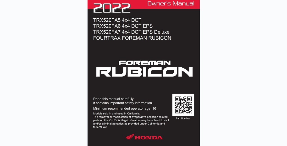 2022 Honda TRX520FA6 4x4 DCT EPS Fourtrax Foreman Rubicon ATV