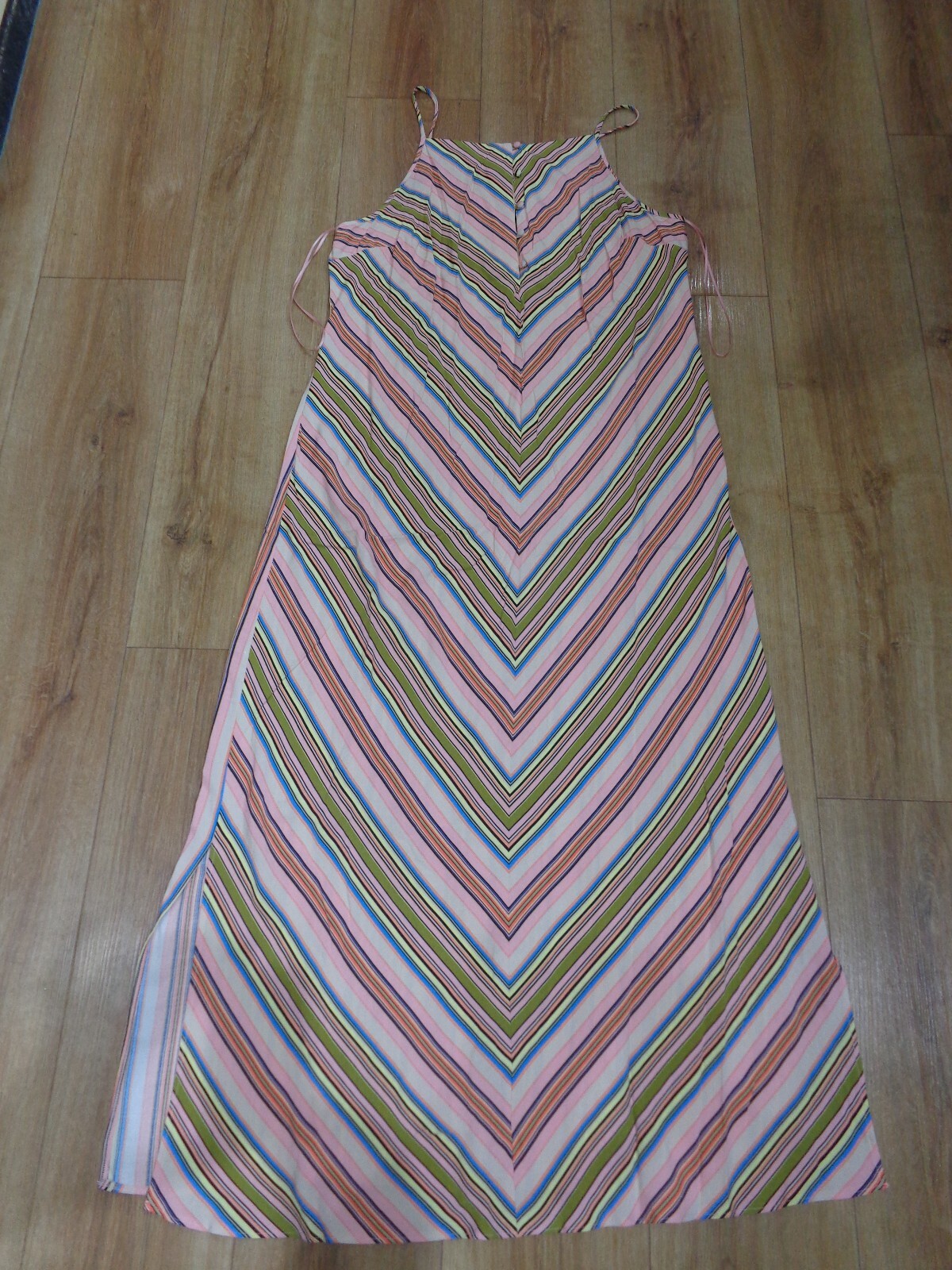 MATALAN PAPAYA WOMAN STRIPE/BUTTON & SPLITS SUMMER MAXI, Dress, Size 14, BNWOT
