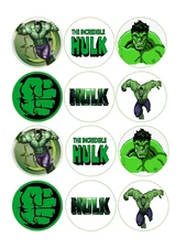 12 Hulk edible paper, cupcake cookie toppers CHOOSE SIZE pre cut