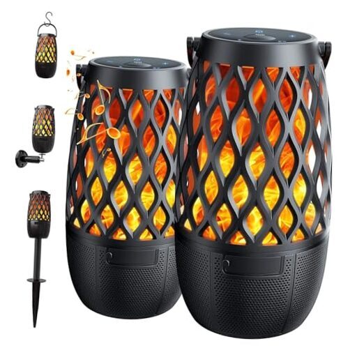 2 Pack Waterproof Outdoor Bluetooth Speakers with Colorful Lights