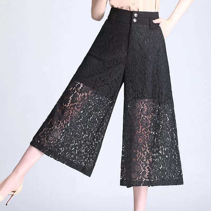 Lace cropped deals trousers