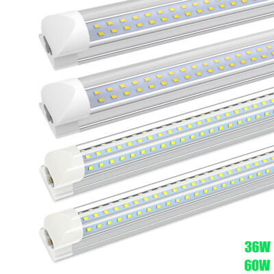 ETL T8 4FT LED Shop Light Fixtures 6500K Garage Linkable LED Tube Lights 36W 60W