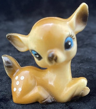 Vintage Fawn Celluloid Deer Reindeer Figurine Blue Eyes Spots 2" 1950's-1960's