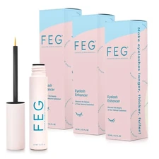FEG Eyelash Enhancer - Grow Longer, Thicker, and Darker Lashes - 3 Pack