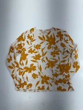 Style & Co Yellow White Floral Print Long Sleeve Blouse Womens Size Petite Large