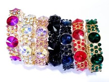 Rhinestone Crystal Stretch Bracelet Many Colors, Prom Stage Wedding or Pageant