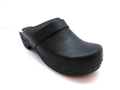 Sanita Wooden Open back 1500199 Echtleder Clogs Pantoffeln schwarz NEU 36