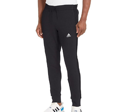 adidas Men's Sz XL Essentials French Terry Cuffed 3 Stripes Pants - Black HZ2218