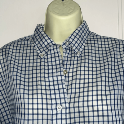 Vtg 60s/70s JCPenney blue & white checked button down shirt with 3