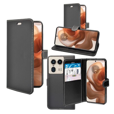 Für Motorola Edge 50 Ultra Hülle Brieftasche Flip PU Leder Ständer Kartenhalter
