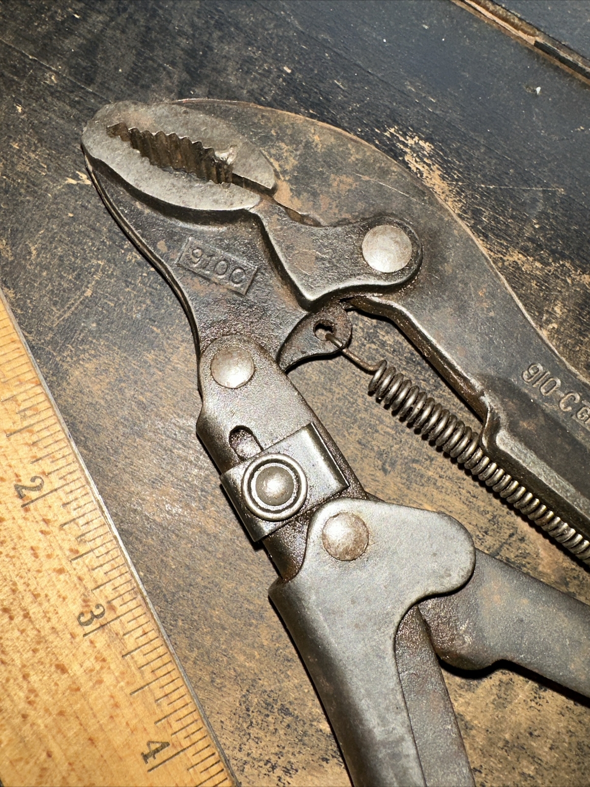 Vintage CHANNELLOCK GripLock 910C USA Spring Vise Wrench Locking