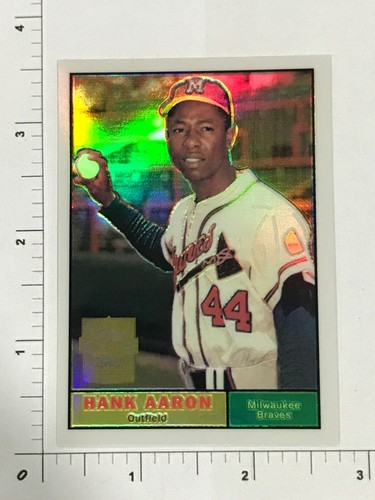 2000 Topps cromo refractor #8 Hank Aaron 1961 Topps Milwaukee Braves - Imagen 1 de 2