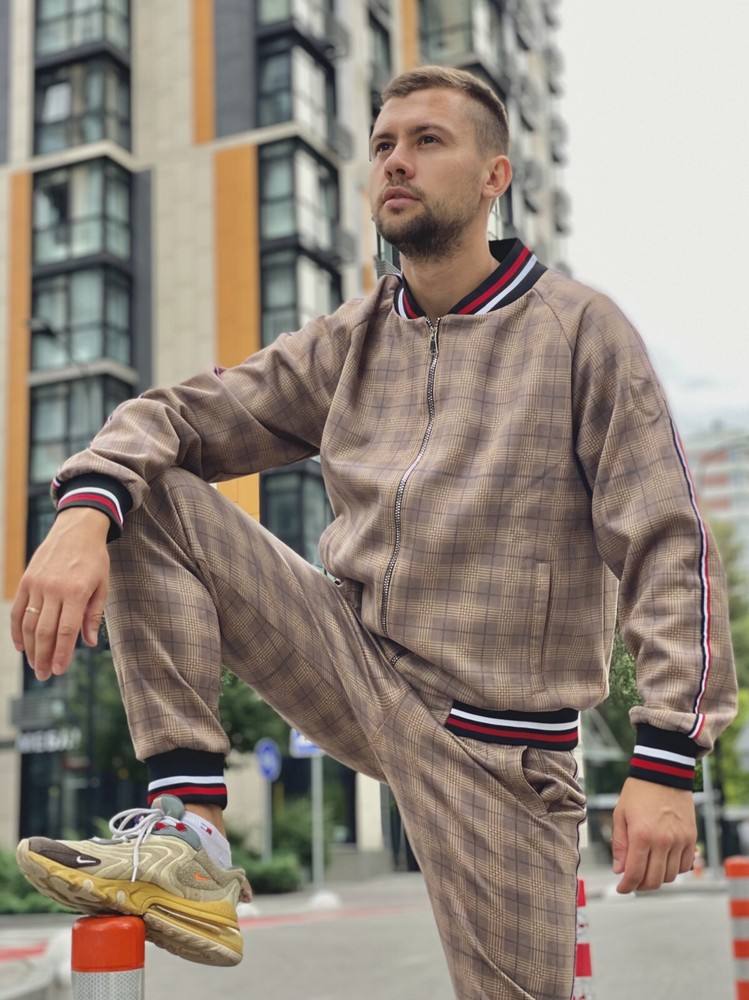 Men's Tartan Tracksuit Set in S M L XL 2XL Sizes