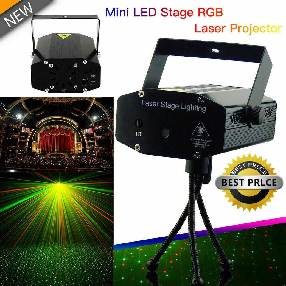 Mini Laser Projector Stage Lights LED R&G Lighting Xmas Party KTV DJ Disco Light - Image 4 of 4