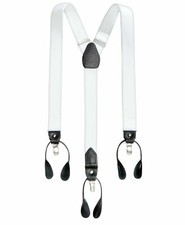  45 New Club Room MenWhite Solid Elastic Stretch Metal Clip-On End Suspenders 1