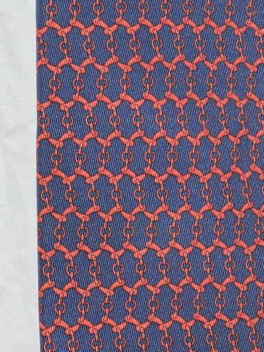 Authentic Hermes Paris 100% Silk Men's Tie Geometric Linked Motif NEW Red Blue - Picture 10 of 11