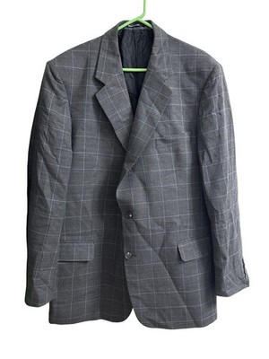 Burberry men's sport coat blazer size 56 gray plaid classic & elegant like new