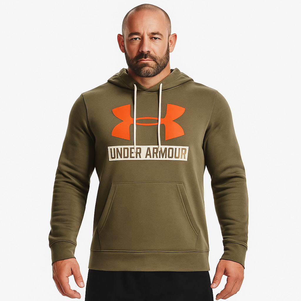 Under Armour Herren UA Rival Terry Logo Hoodie Kapuzenpullover Grn Team Orange 10690₽