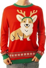 Corgi Reindeer Ugly Christmas Sweater Knit Jumper Mens Womens Cute Holiday Gift