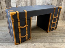 Scrivania direzionale in pelle di lusso stile campagna vintage tavolo casa ufficio