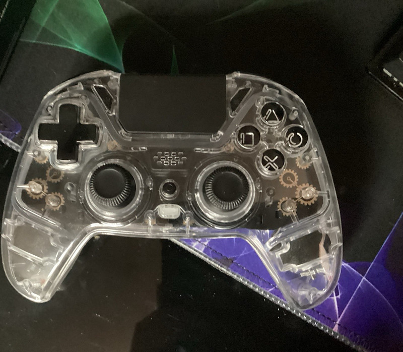 DELTACO GAMING Transparent Wireless Pro Controller PS4/Switch/PC Turbo Macro