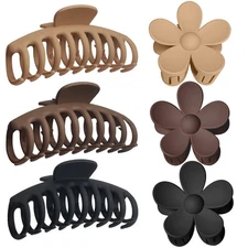 6 PCS Large Matte Flower Hair Claw Clips for Thick Hair Non-Slip Strong Hold
