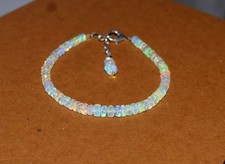 Natural Ethiopian Wello Fire Opal Gemstone Fire Beads 7.5''Bracelet AF0312