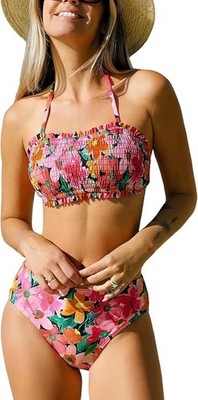 Cupshe Damen zweiteiliges Bikini-Set, Bandeau-Top   UK Medium/Größe 12 14 (55)