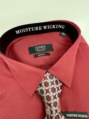 jones new york signature slim fit dress shirt Made-in-USA Thomas Mason Blue Shadow Stripe Poplin Dress Shirt