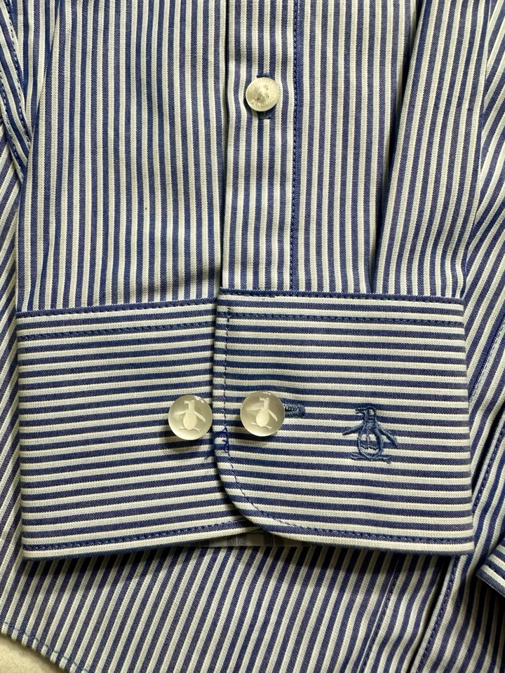 Camisa de Vestir Penguin Heritage Calce Ajustado Azul Rayas 17.5 36/37 Manga Larga Nueva con Etiquetas Foto 3 de 4