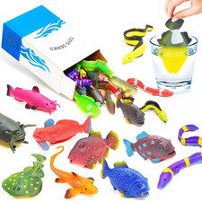10PCS Sea Animal Figurines Bath Toys, Color Changing Ocean Fish Toys, Stretchy R