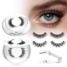 Reusable Magnetic Eyelashes with Applicator No Glue Needed Natural Lashes Kit  .