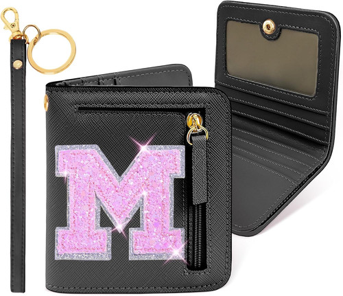 Initial Letter Wallet Small RFID Blocking Birthday Easter Gifts for Teenager Tee