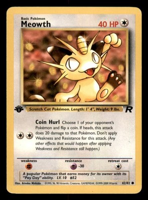 Pokemon Meowth 62/82 Team Rocket 1. Edition Englisch