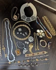 Vtg Costume Jewelry Lot Glass Rhinestone Enamel Faux Pearl Statement