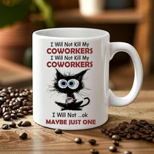 Hyturtle Black Cat Mug 11oz 15oz – Funny Coffee Cup Gift for Cat Lovers Coworker