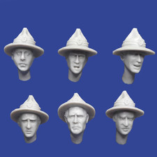 1/35 Scale WWII Soldier Heads Resin Set Helmet Expressions Model Kit Unpainted