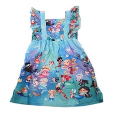 Disney Character Mermaids Dress With Ruffle Sleeves Zipper Closure - Size 4t