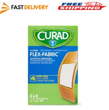 Medline CURAD Flex-Fabric Adhesive Bandages X-Large 2x4 50 Count ..