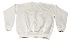 Sweatshirt Mens Medium White Crewneck Solid Pullover Fleece Blank Casual