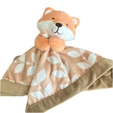 Carters Orange Fox Baby Security Blanket Plush Soft Lovey Tan Leaf Comfort