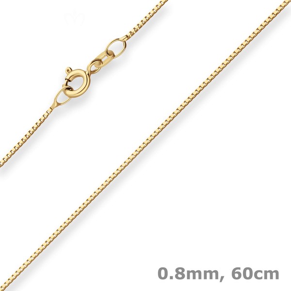 0,8Mm Veneziakette Goldkette Collier Halskette Aus 585 Gold Gelbgold 60Cm-image