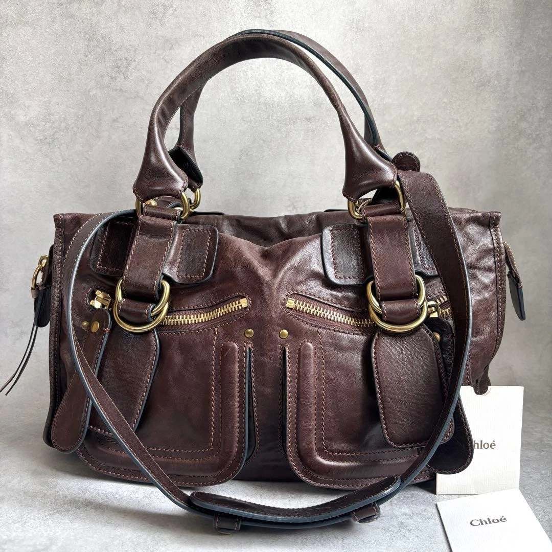 Chloe — Chloe Bay Leather Shoulder Tote Bag Brown Used Authentic
