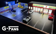 1/64 Diorama Diecast Car Garage Model LED City Street Building Display Model Toy