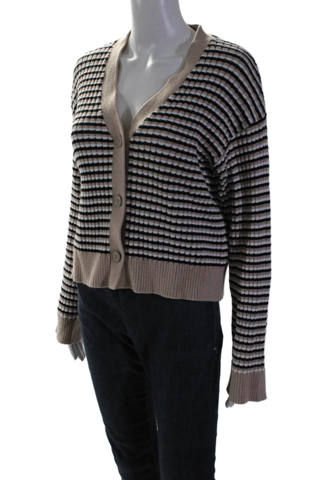 Cárdigan suéter manga larga a rayas multicolor Monrow para mujer talla XS Foto 2 de 4